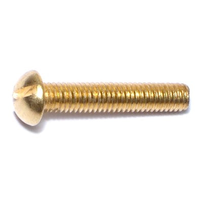 #10-32 x 1" Brass Fine Thread Slotted Round Head Machine Screws