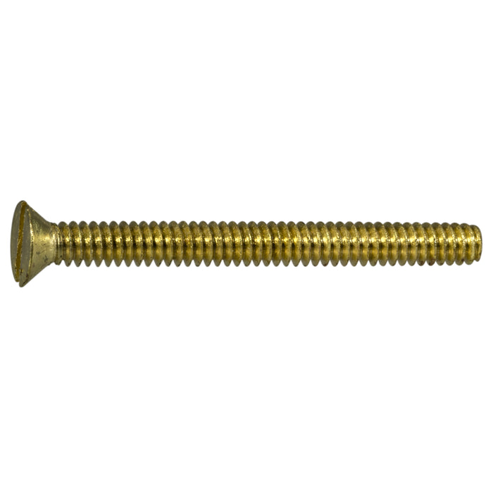 #10-24 x 2" Brass Coarse Thread Slotted Flat Head Machine Screws