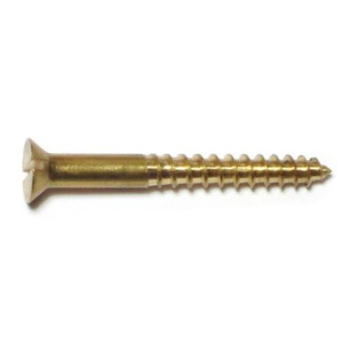 #8 x 1-1/2" Brass Slotted Flat Head Wood Screws