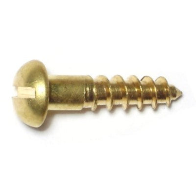 #8 x 3/4" Brass Slotted Round Head Wood Screws