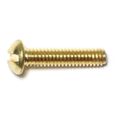 #8-32 x 3/4" Brass Coarse Thread Slotted Round Head Machine Screws