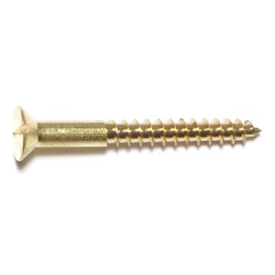 #6 x 1-1/2" Brass Slotted Flat Head Wood Screws