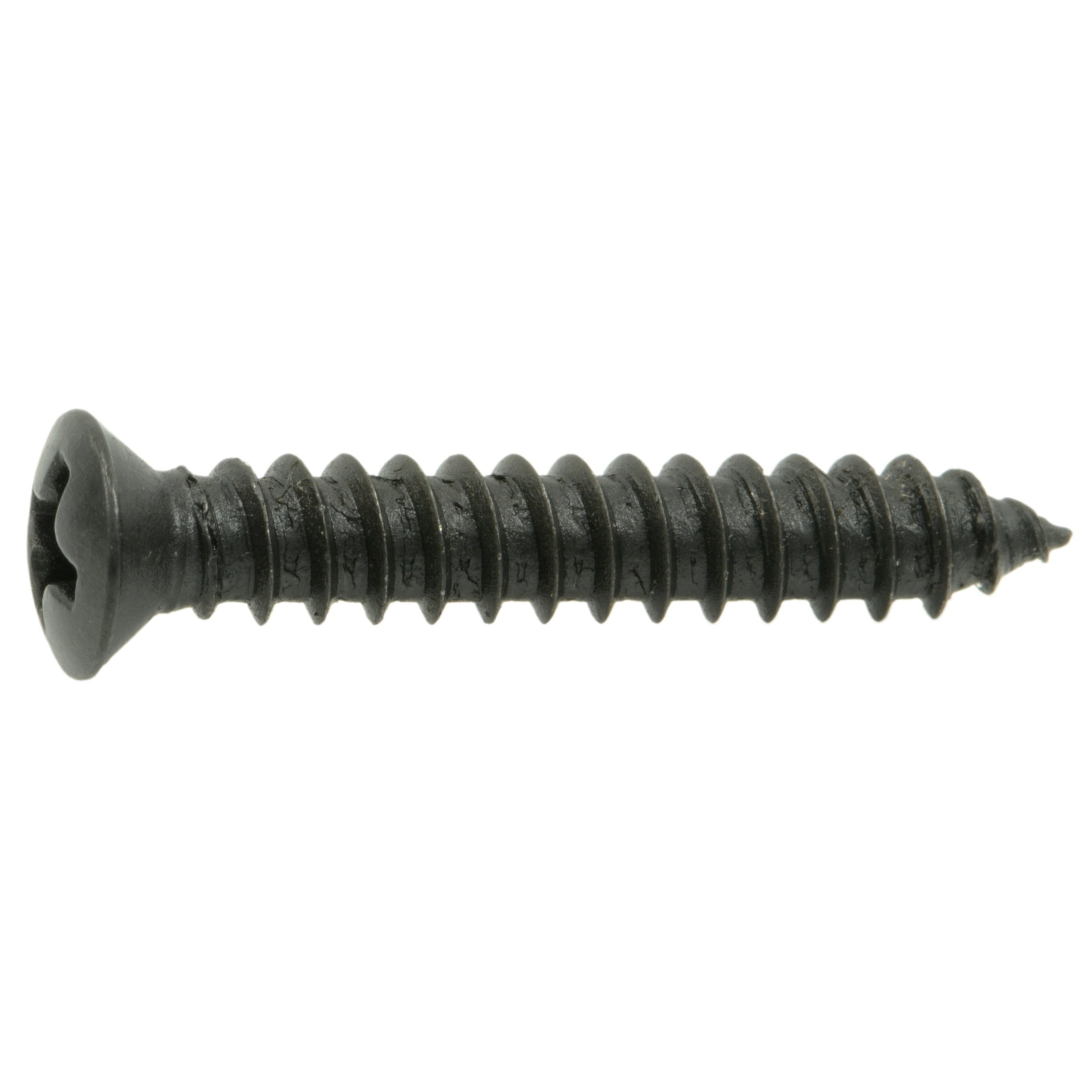 #8 x 1" Black Steel Phillips Oval Head Sheet Metal Screws