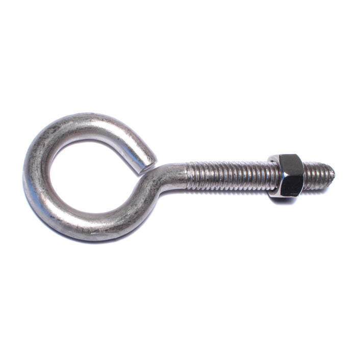 3/8"-16 x 4" 18-8 Stainless Steel Coarse Thread Eye Bolts with Nuts