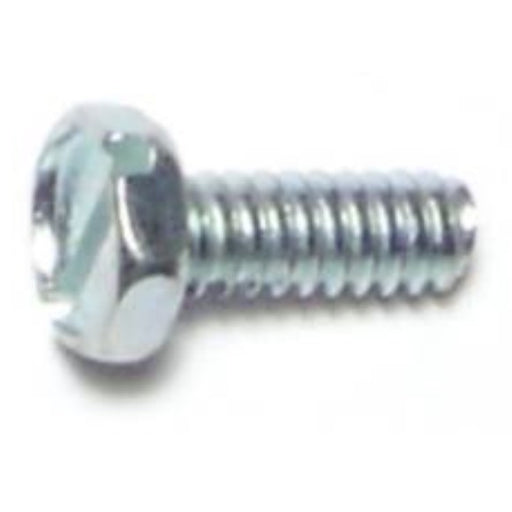 #6-32 x 3/8" Zinc Plated Steel Coarse Thread Slotted Indented Hex Head Machine Screws