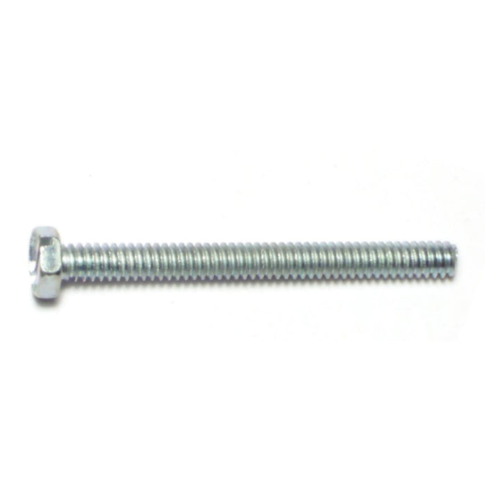 #10-24 x 2" Zinc Plated Steel Coarse Thread Slotted Indented Hex Head Machine Screws