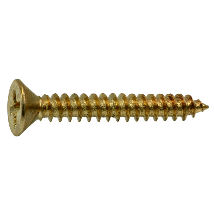 #9 x 1-1/4" Brass Plated Steel Phillips Flat Head Hinge Screws