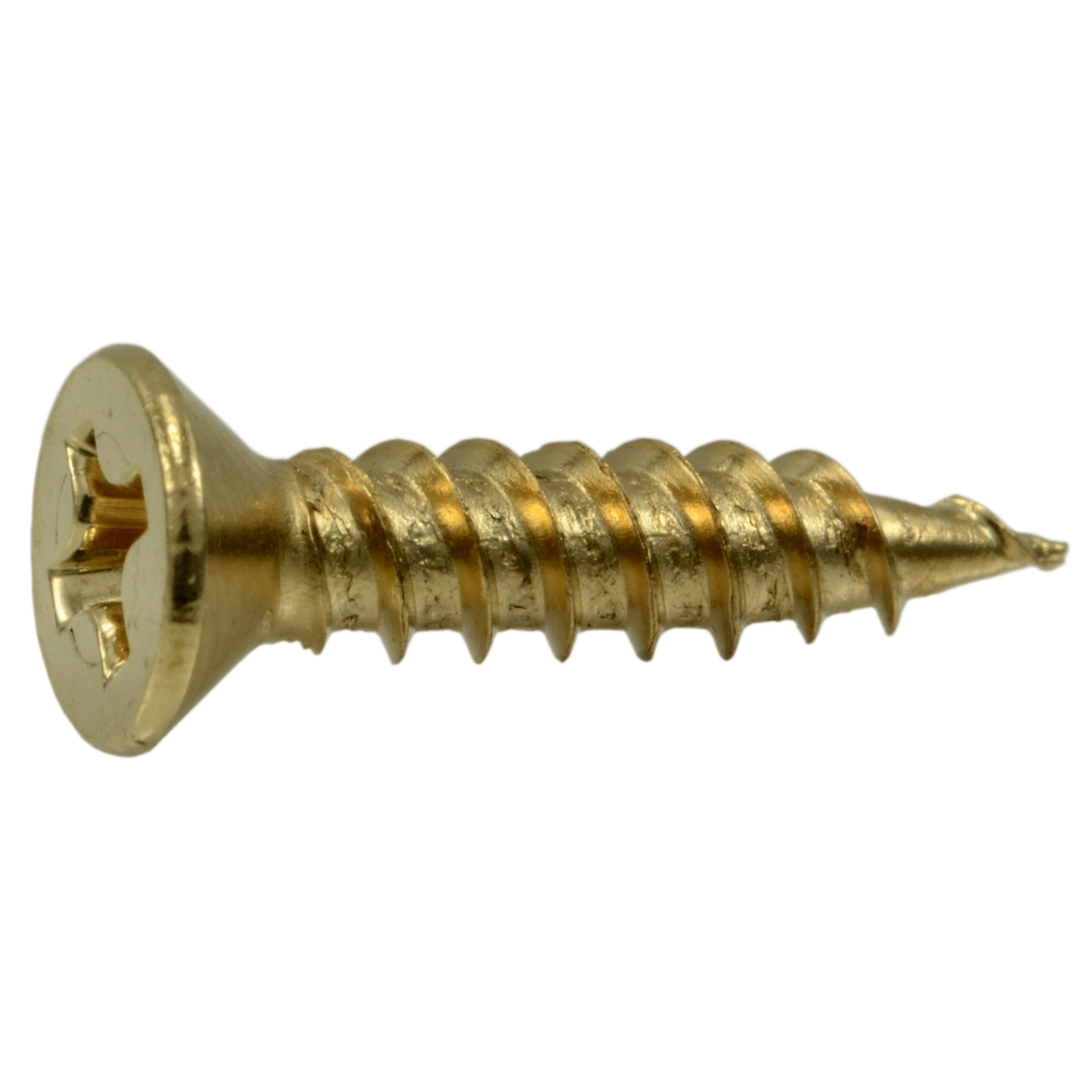 #5 x 5/8" Brass Plated Steel Phillips Flat Head Hinge Screws