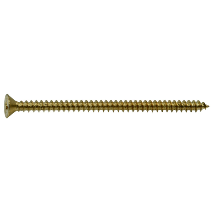 #9 x 3" Brass Plated Steel Phillips Flat Head Hinge Screws