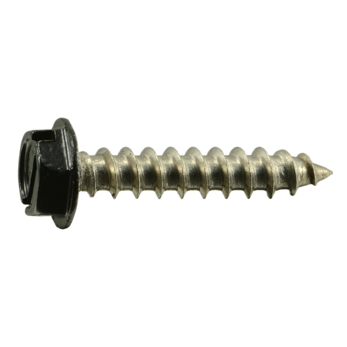 #10 x 1" Black Painted 18-8 Stainless Steel Hex Washer Head Sheet Metal Screws