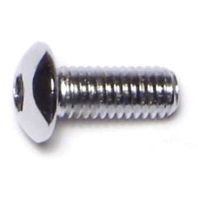 #10-32 x 1/2" Chrome Plated Grade 8 Steel Fine Thread Button Head Socket Cap Screws
