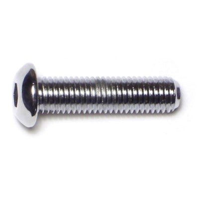 1/4"-28 x 1" Chrome Plated Grade 8 Steel Fine Thread Button Head Socket Cap Screws