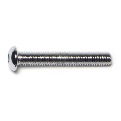 6mm-1.0 x 40mm Chrome Plated Class 10.9 Steel Coarse Thread Button Head Hex Socket Cap Screws