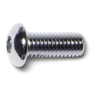 8mm-1.25 x 20mm Chrome Plated Class 10.9 Steel Coarse Thread Button Head Hex Socket Cap Screws