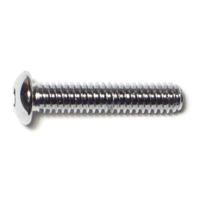 1/4"-20 x 1-1/4" Chrome Plated Grade 8 Steel Coarse Thread Button Head Socket Cap Screws
