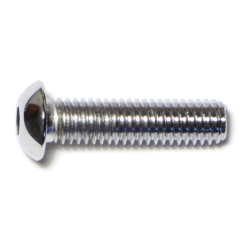3/8"-16 x 1-1/2" Chrome Plated Grade 8 Steel Coarse Thread Button Head Socket Cap Screws