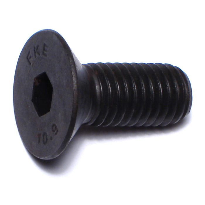 10mm-1.5 x 25mm Black Oxide Class 10.9 Steel Coarse Thread Flat Head Hex Socket Cap Screws