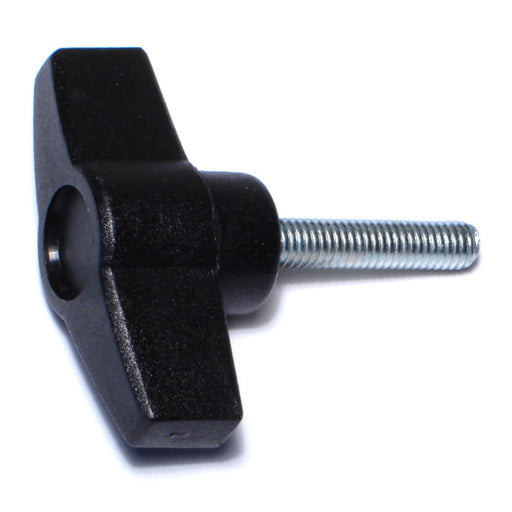 6mm-1.0 x 30mm Black Plastic Coarse Male Threaded Stud T-Knobs