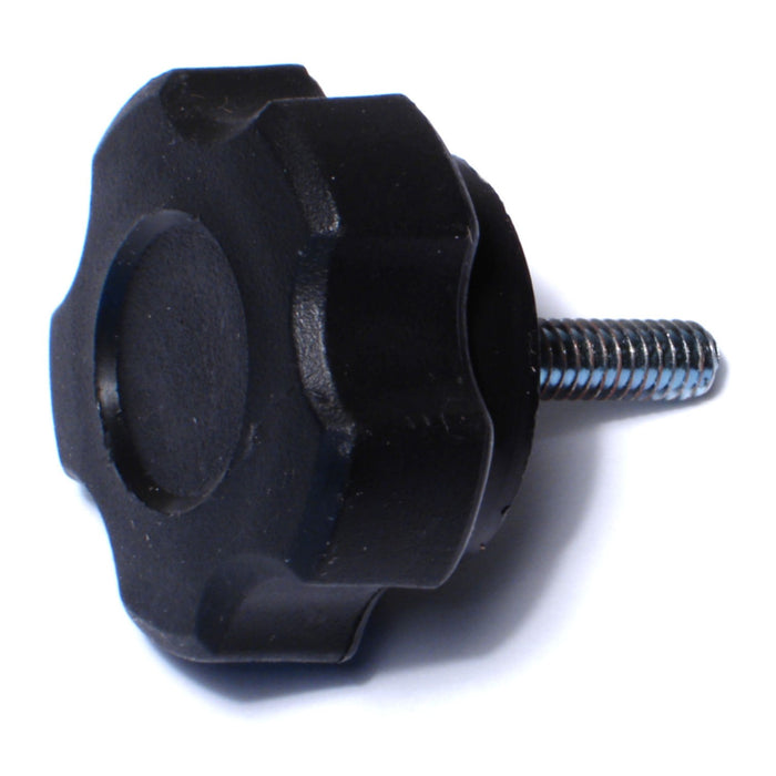 1/4"-20 x 1-3/4" Black Plastic Coarse Thread Fluted Knobs