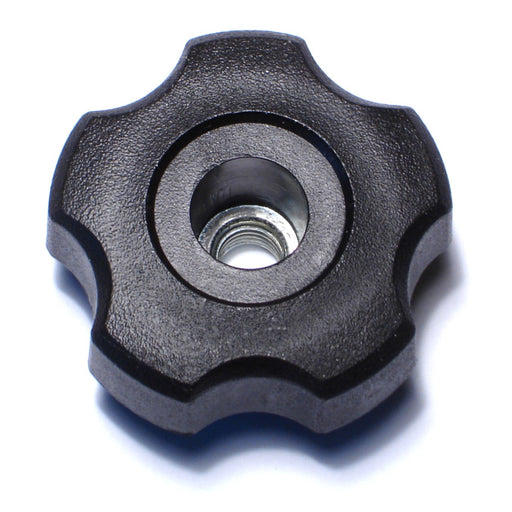8mm-1.25 x 45mm Black Plastic Coarse Thread Fluted Thru-Hole Knobs