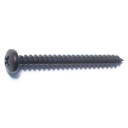 #10 x 2" Black Steel Phillips Pan Head Sheet Metal Screws