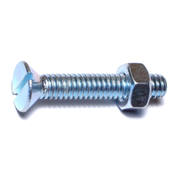 1/4"-20 x 1-1/2" Zinc Plated Steel Coarse Thread Slotted Flat Head Machine Screws