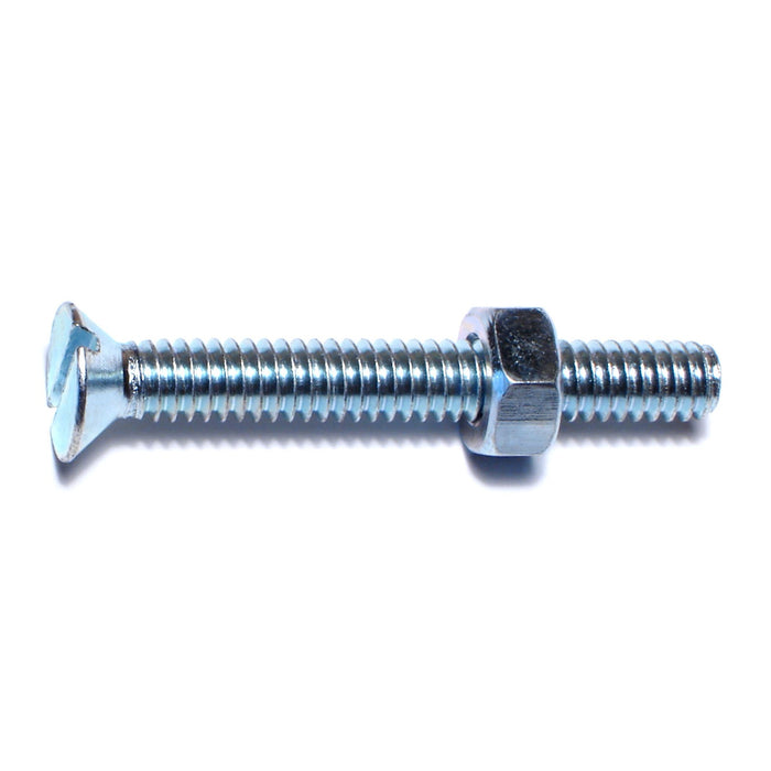 1/4"-20 x 2" Zinc Plated Steel Coarse Thread Slotted Flat Head Machine Screws