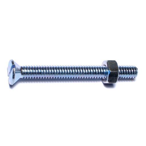 1/4"-20 x 2-1/2" Zinc Plated Steel Coarse Thread Slotted Flat Head Machine Screws