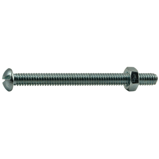 1/4"-20 x 3" Zinc Plated Steel Coarse Thread Slotted Round Head Machine Screws