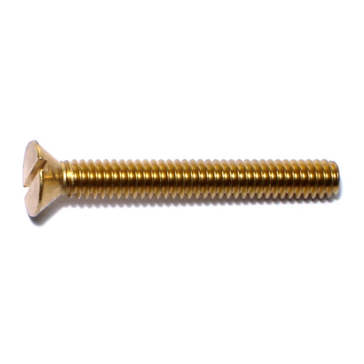 1/4"-20 x 2" Brass Coarse Thread Slotted Flat Head Machine Screws