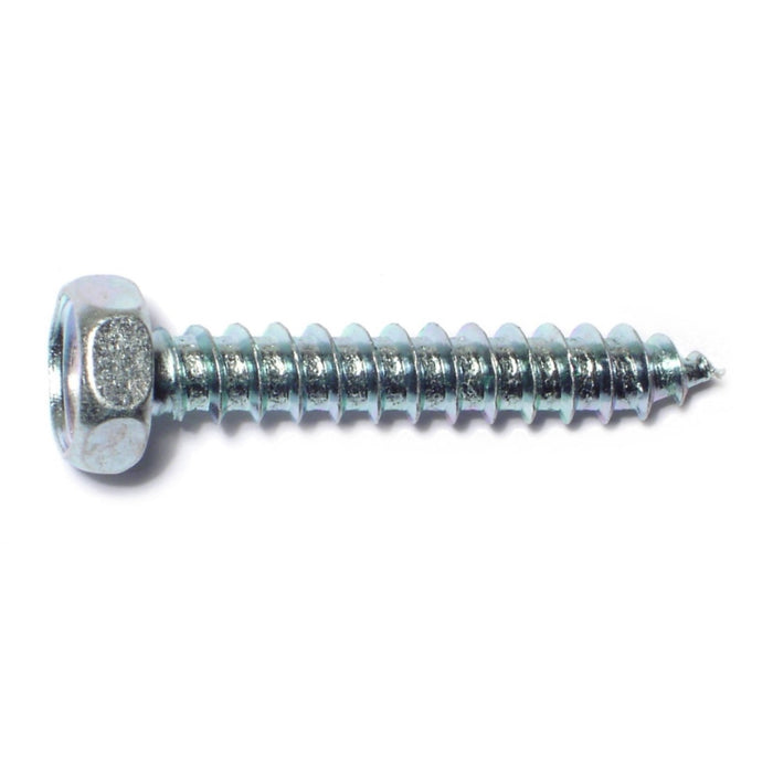 #14 x 1-1/2" Zinc Plated Steel Slotted Hex Washer Head Sheet Metal Screws