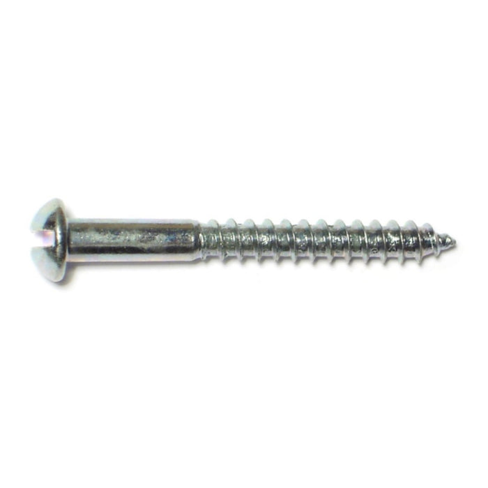 #8 x 1-1/2" Zinc Plated Steel Slotted Round Head Wood Screws