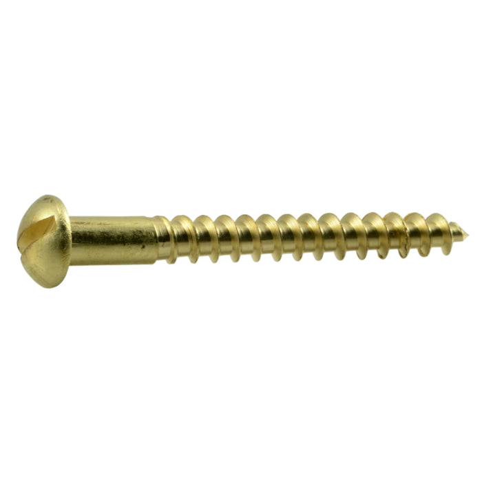 #8 x 1-1/2" Brass Slotted Round Head Wood Screws