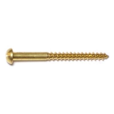 #8 x 2" Brass Slotted Round Head Wood Screws