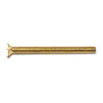#8-32 x 2" Brass Coarse Thread Slotted Flat Head Machine Screws
