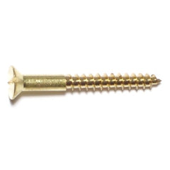 #6 x 1-1/2" Brass Slotted Flat Head Wood Screws