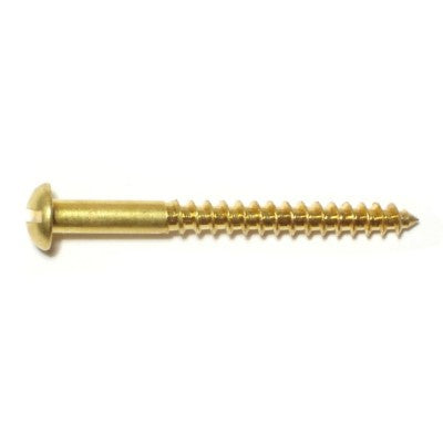 #6 x 1-1/2" Brass Slotted Round Head Wood Screws