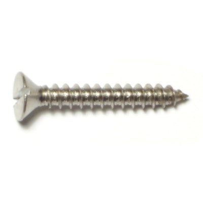 #12 x 1-1/2" 18-8 Stainless Steel Slotted Flat Head Sheet Metal Screws