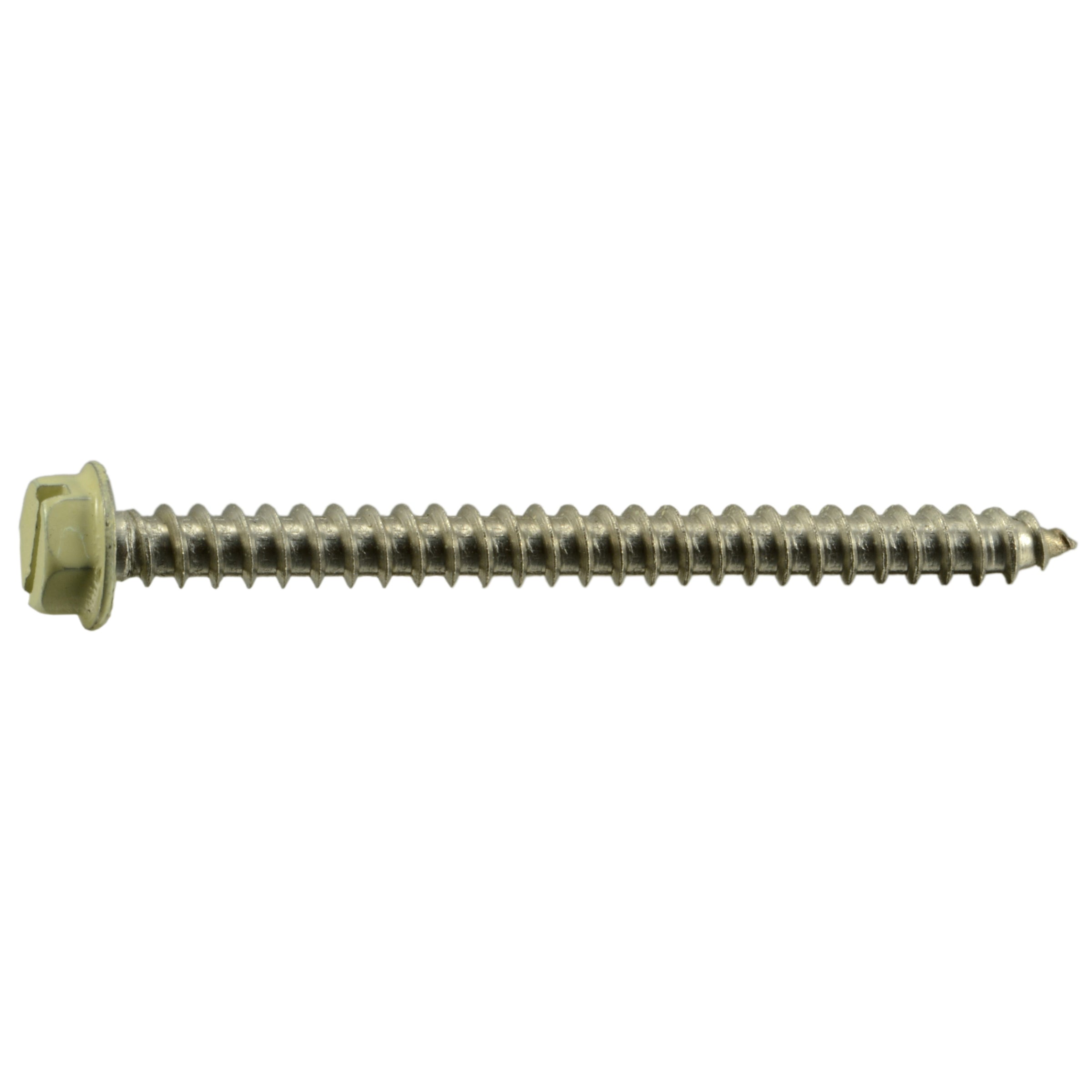 #8 x 2" Beige Painted 18-8 Stainless Steel Hex Washer Head Sheet Metal Screws