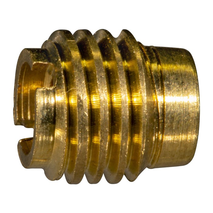 1/4"-20 x 1/2" Brass Coarse Thread Tapped Wood Inserts