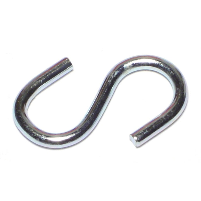 9/64 x 1/2 x 1-5/8 Zinc Plated Steel Open S Hooks (15 pcs.)