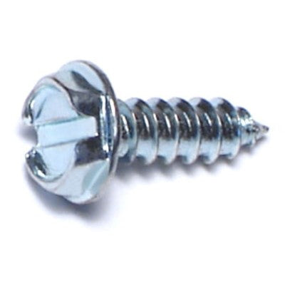 #4 x 3/8" Zinc Plated Steel Slotted Hex Washer Head Type B Sheet Metal Screws