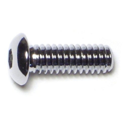 1/4"-20 x 3/4" Chrome Plated Grade 8 Steel Coarse Thread Button Head Socket Cap Screws