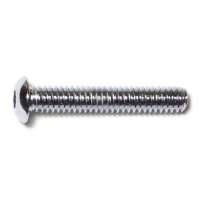 1/4"-20 x 1-1/2" Chrome Plated Grade 8 Steel Coarse Thread Button Head Socket Cap Screws