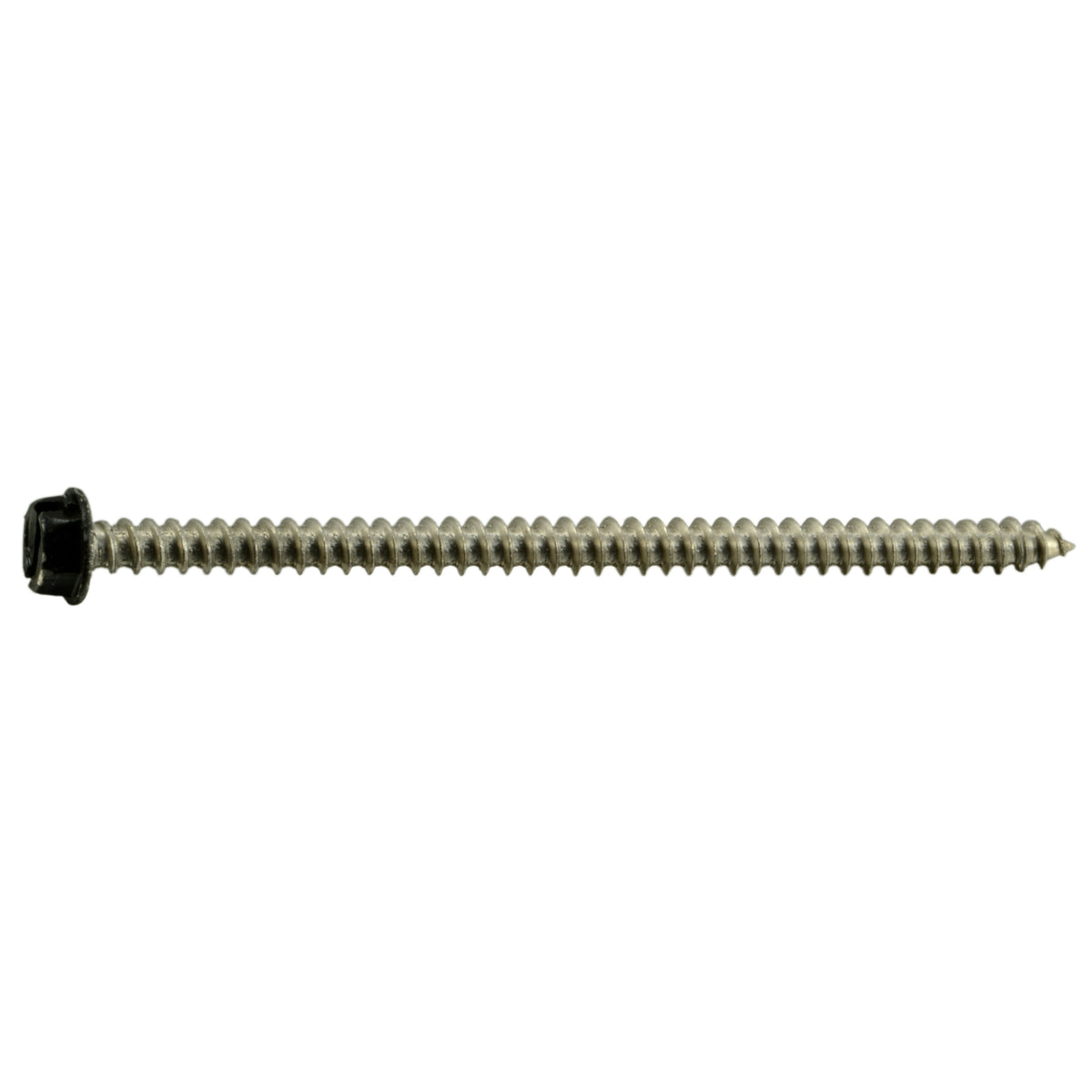 #8 x 3" Black Painted 18-8 Stainless Steel Hex Washer Head Sheet Metal Screws