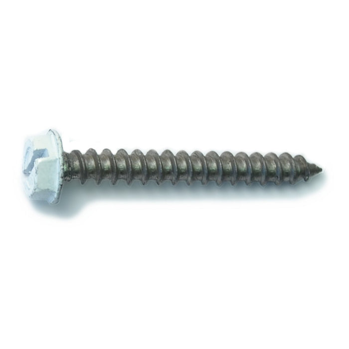 #10-11 x 1-1/2" White Painted 18-8 Stainless Steel Hex Washer Head Sheet Metal Screws