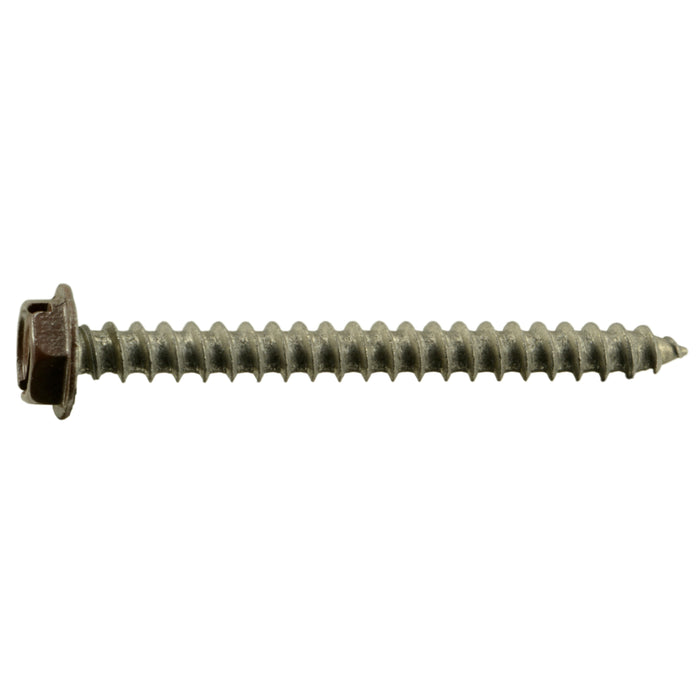 #10 x 2" Brown Painted 18-8 Stainless Steel Hex Washer Head Sheet Metal Screws