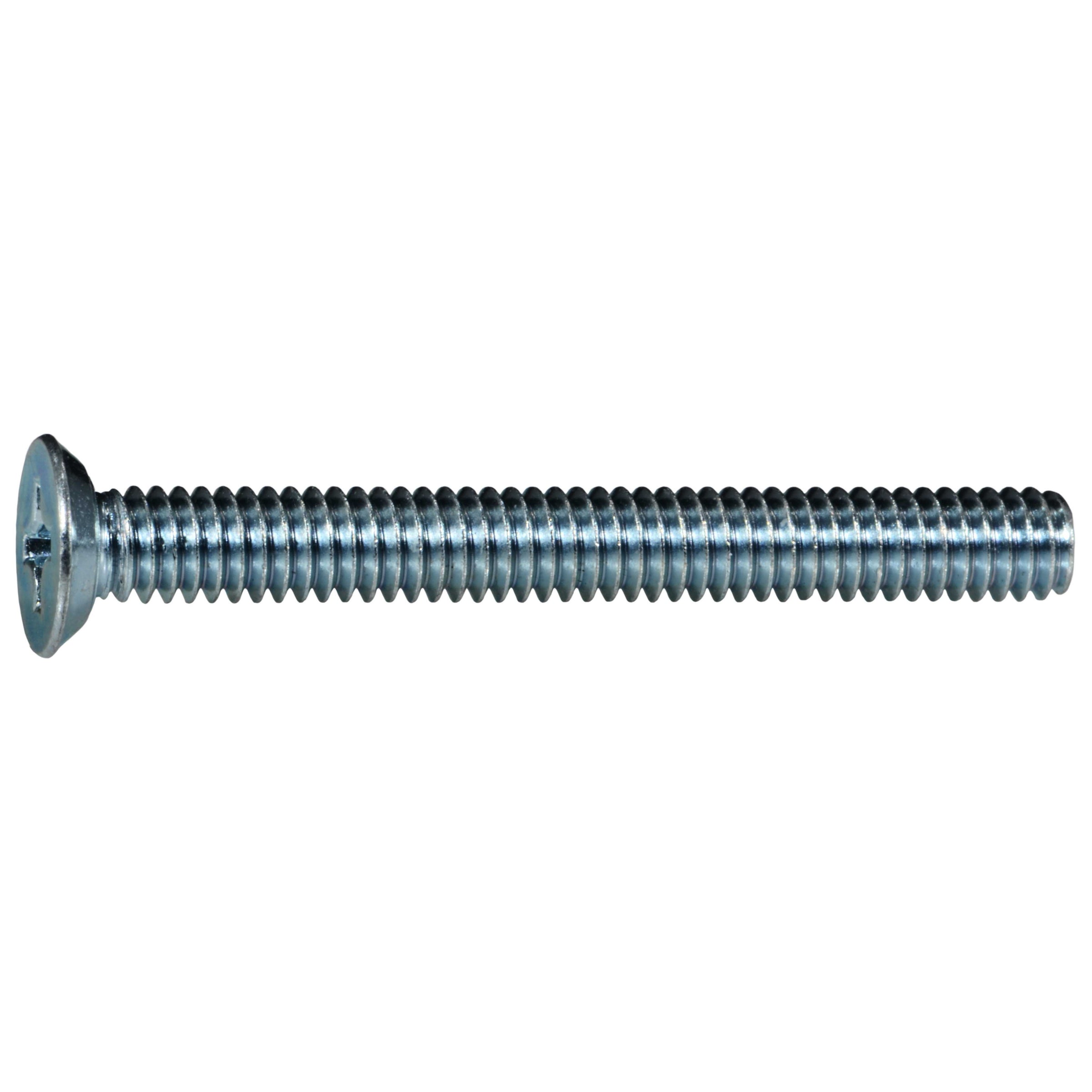 #8-32 x 1-1/2" Zinc Plated Steel Coarse Thread Phillips Flat Undercut Head Machine Screws