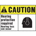 Caution Hearing Protection Required Sign 10" x 14" (5 pcs.)