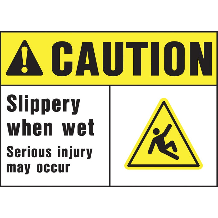 Caution Slippery When Wet Sign 10" x 14" (5 pcs.)